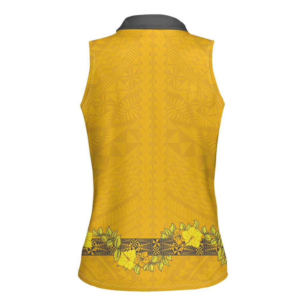Tonga Anastasis College Women Sleeveless Polo Shirt Tongan Ngatu Kupesi Pattern LT05 - Polynesian Pride