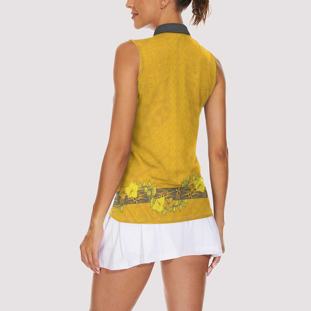 Tonga Anastasis College Women Sleeveless Polo Shirt Tongan Ngatu Kupesi Pattern LT05 - Polynesian Pride
