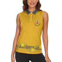 Tonga Anastasis College Women Sleeveless Polo Shirt Tongan Ngatu Kupesi Pattern LT05 - Polynesian Pride