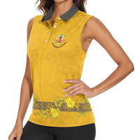 Tonga Anastasis College Women Sleeveless Polo Shirt Tongan Ngatu Kupesi Pattern LT05 - Polynesian Pride