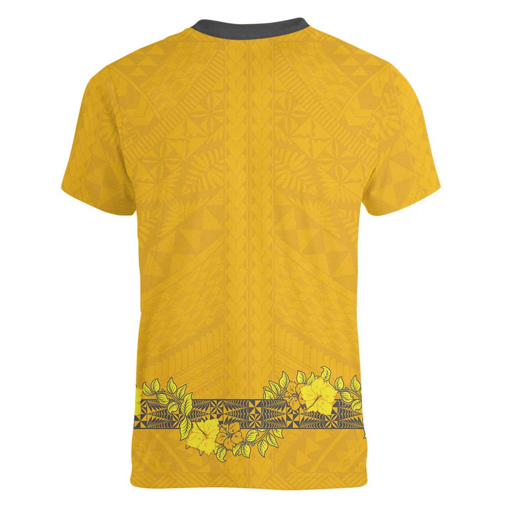 Tonga Anastasis College Women V-Neck T-Shirt Tongan Ngatu Kupesi Pattern LT05 - Polynesian Pride