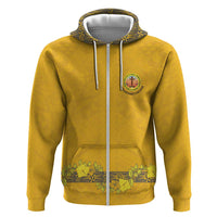 Tonga Anastasis College Zip Hoodie Tongan Ngatu Kupesi Pattern LT05 Zip Hoodie Yellow - Polynesian Pride