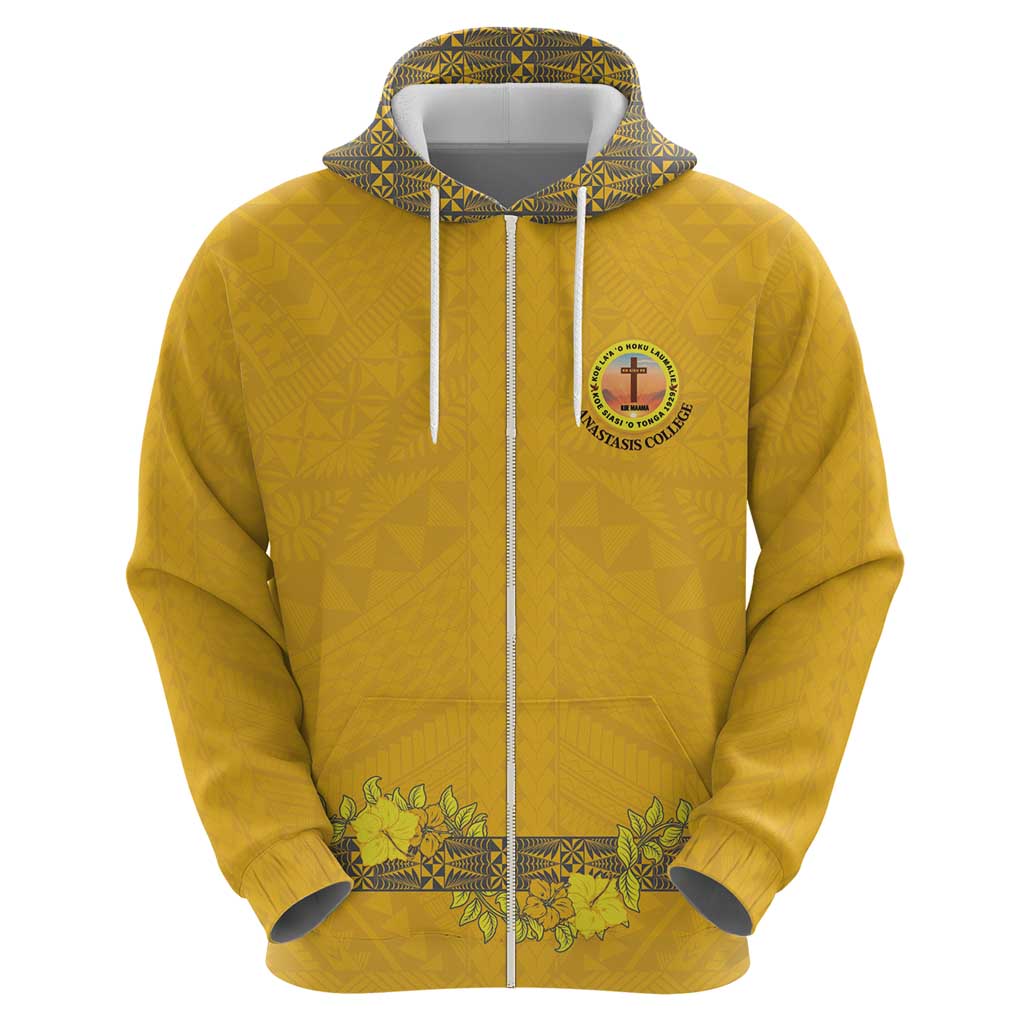 Tonga Anastasis College Zip Hoodie Tongan Ngatu Kupesi Pattern LT05 - Polynesian Pride