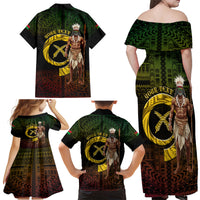 Personalised Vanuatu Custom Chiefs Day Family Matching Off Shoulder Maxi Dress and Hawaiian Shirt Pig Tusk Simple Style LT05 - Polynesian Pride