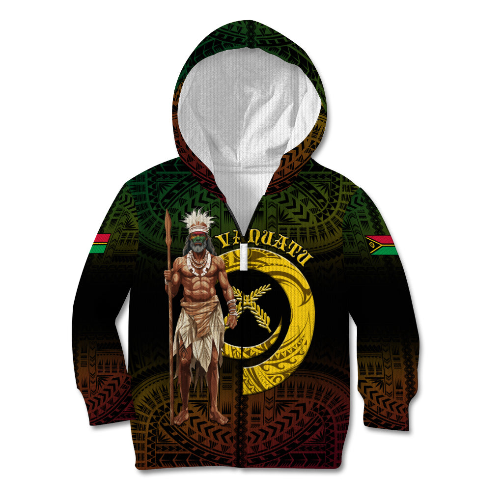 Personalised Vanuatu Custom Chiefs Day Kid Hoodie Pig Tusk Simple Style LT05 Zip Hoodie Black - Polynesian Pride