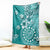 Cook Islands Blanket Teal Hibiscus And Stars