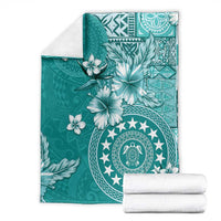 Cook Islands Blanket Teal Hibiscus And Stars LT05 - Polynesian Pride