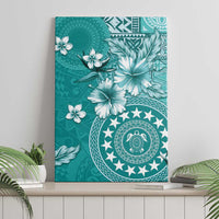 Cook Islands Canvas Wall Art Teal Hibiscus And Stars LT05 - Polynesian Pride
