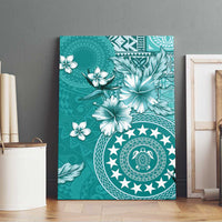 Cook Islands Canvas Wall Art Teal Hibiscus And Stars LT05 - Polynesian Pride