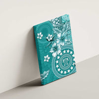Cook Islands Canvas Wall Art Teal Hibiscus And Stars LT05 - Polynesian Pride