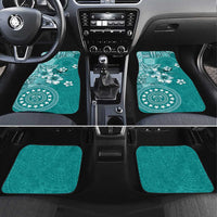 Cook Islands Car Mats Teal Hibiscus And Stars LT05 Set 4pcs Teal - Polynesian Pride