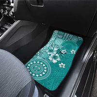 Cook Islands Car Mats Teal Hibiscus And Stars LT05 - Polynesian Pride