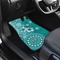 Cook Islands Car Mats Teal Hibiscus And Stars LT05 - Polynesian Pride