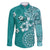 Cook Islands Family Matching Long Sleeve Bodycon Dress and Hawaiian Shirt Teal Hibiscus And Stars