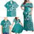 Cook Islands Family Matching Off Shoulder Maxi Dress and Hawaiian Shirt Teal Hibiscus And Stars