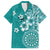 Cook Islands Family Matching Off Shoulder Maxi Dress and Hawaiian Shirt Teal Hibiscus And Stars