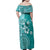 Cook Islands Family Matching Off Shoulder Maxi Dress and Hawaiian Shirt Teal Hibiscus And Stars