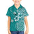 Cook Islands Family Matching Off Shoulder Maxi Dress and Hawaiian Shirt Teal Hibiscus And Stars