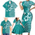 Cook Islands Family Matching Short Sleeve Bodycon Dress and Hawaiian Shirt Teal Hibiscus And Stars