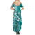 Cook Islands Family Matching Summer Maxi Dress and Hawaiian Shirt Teal Hibiscus And Stars