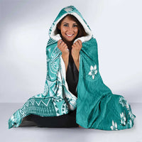 Cook Islands Hooded Blanket Teal Hibiscus And Stars LT05 - Polynesian Pride