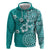 Cook Islands Hoodie Teal Hibiscus And Stars