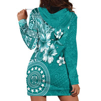 Cook Islands Hoodie Dress Teal Hibiscus And Stars LT05 - Polynesian Pride