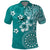 Cook Islands Polo Shirt Teal Hibiscus And Stars