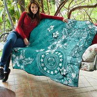 Cook Islands Quilt Teal Hibiscus And Stars