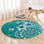 Cook Islands Round Carpet Teal Hibiscus And Stars