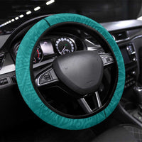 Cook Islands Steering Wheel Cover Teal Hibiscus And Stars LT05 Universal Fit Teal - Polynesian Pride