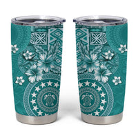 Cook Islands Tumbler Cup Teal Hibiscus And Stars LT05 Teal - Polynesian Pride