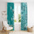 Cook Islands Window Curtain Teal Hibiscus And Stars