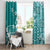 Cook Islands Window Curtain Teal Hibiscus And Stars