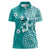 Cook Islands Women Polo Shirt Teal Hibiscus And Stars