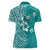 Cook Islands Women Polo Shirt Teal Hibiscus And Stars