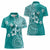 Cook Islands Women Polo Shirt Teal Hibiscus And Stars