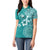 Cook Islands Women Polo Shirt Teal Hibiscus And Stars