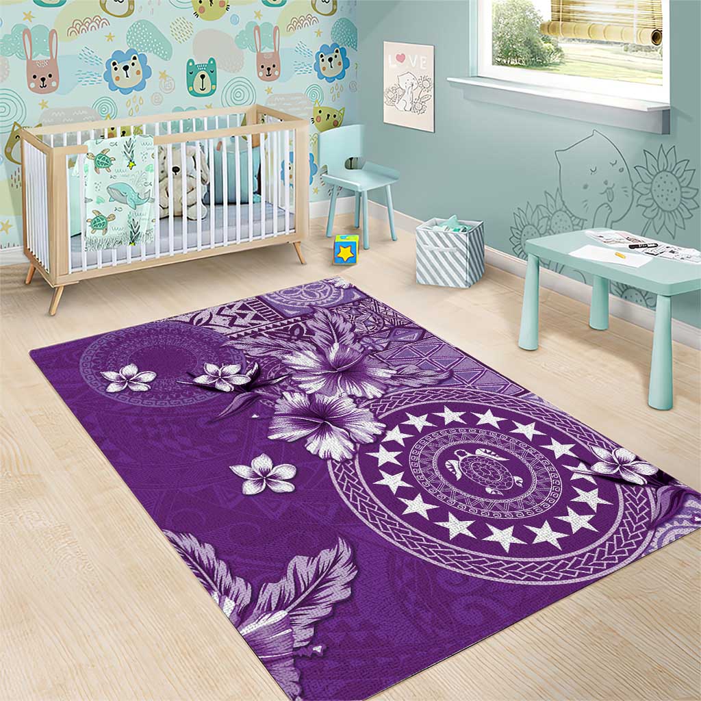 Cook Islands Area Rug Purple Hibiscus And Stars