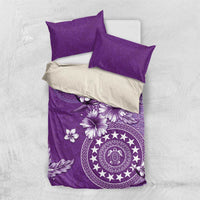 Cook Islands Bedding Set Purple Hibiscus And Stars