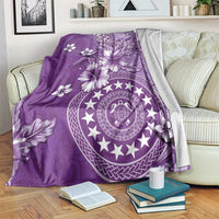 Cook Islands Blanket Purple Hibiscus And Stars LT05 Purple - Polynesian Pride