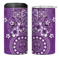 Cook Islands 4 in 1 Can Cooler Tumbler Purple Hibiscus And Stars LT05 One Size: 16 oz Purple - Polynesian Pride