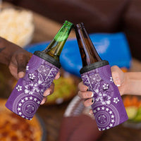 Cook Islands 4 in 1 Can Cooler Tumbler Purple Hibiscus And Stars LT05 - Polynesian Pride