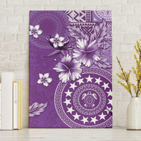 Cook Islands Canvas Wall Art Purple Hibiscus And Stars LT05 Without Frame Purple - Polynesian Pride