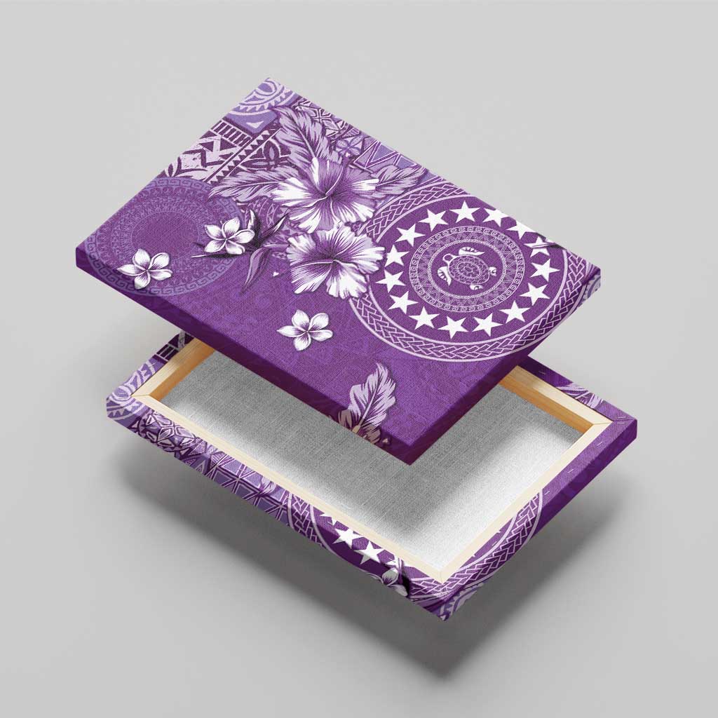 Cook Islands Canvas Wall Art Purple Hibiscus And Stars LT05 - Polynesian Pride