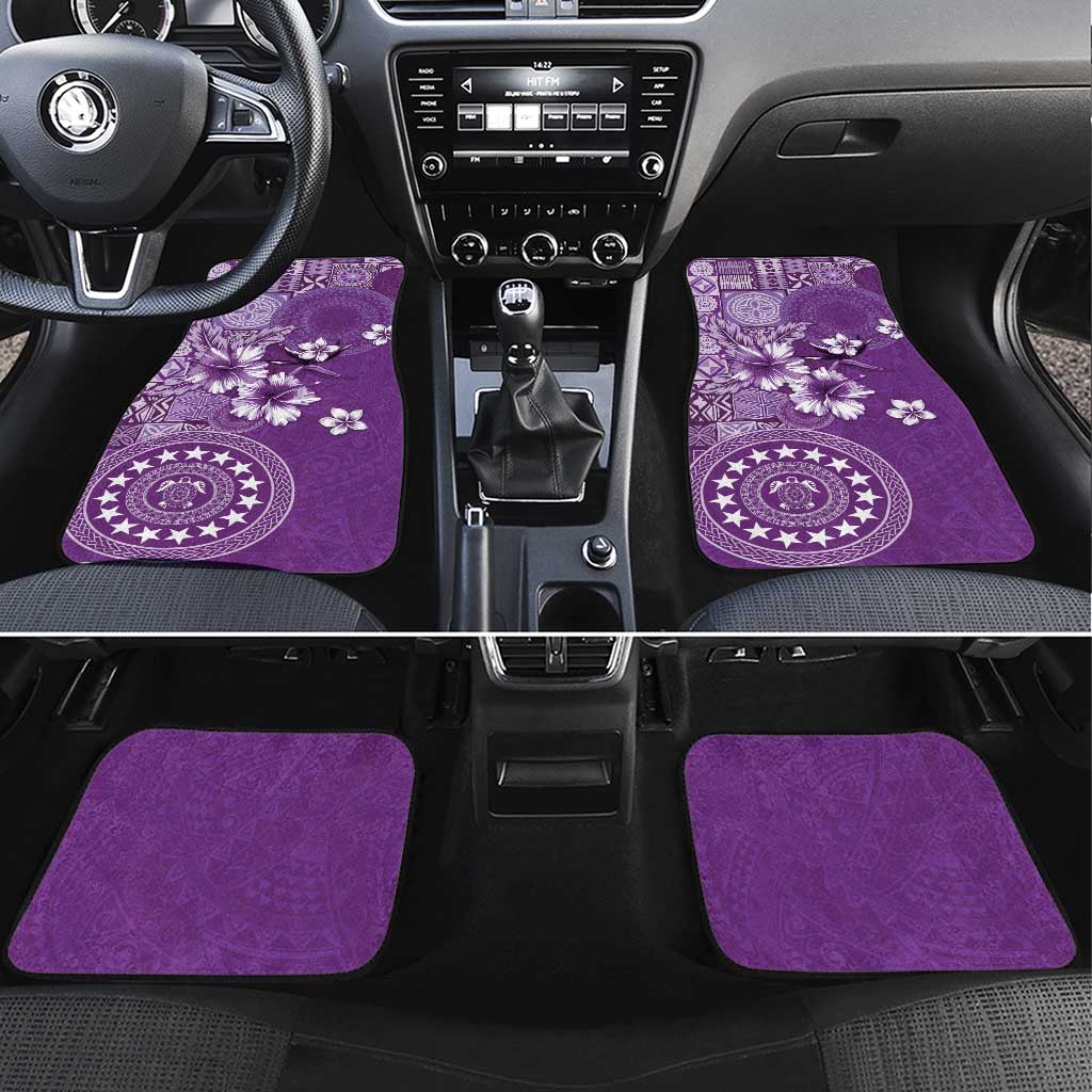 Cook Islands Car Mats Purple Hibiscus And Stars