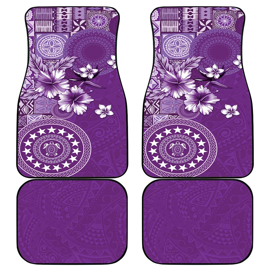 Cook Islands Car Mats Purple Hibiscus And Stars LT05 - Polynesian Pride