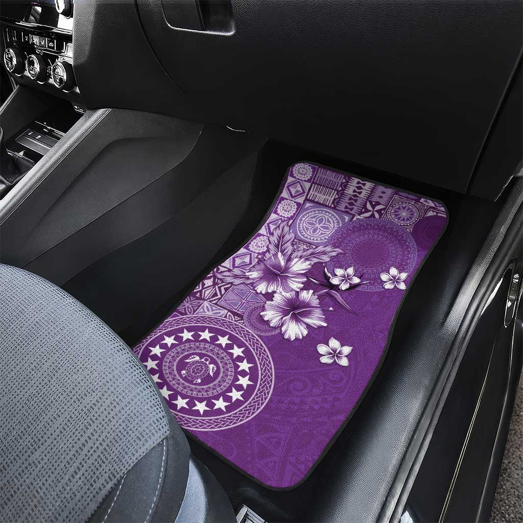Cook Islands Car Mats Purple Hibiscus And Stars LT05 - Polynesian Pride