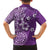 Cook Islands Family Matching Off Shoulder Short Dress and Hawaiian Shirt Purple Hibiscus And Stars