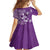 Cook Islands Family Matching Off Shoulder Short Dress and Hawaiian Shirt Purple Hibiscus And Stars